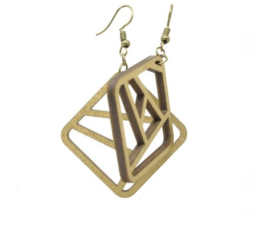 Arany négyzet fa fülbevaló