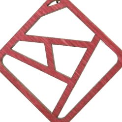 Piros négyzet fa fülbevaló