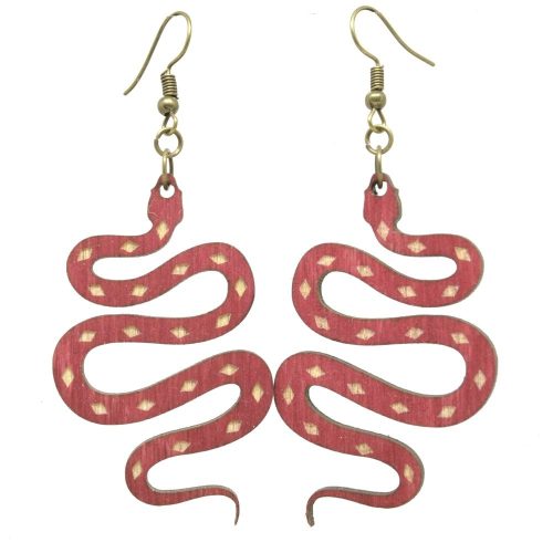 Vörös kígyó fa fülbevaló