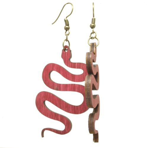 Vörös kígyó fa fülbevaló