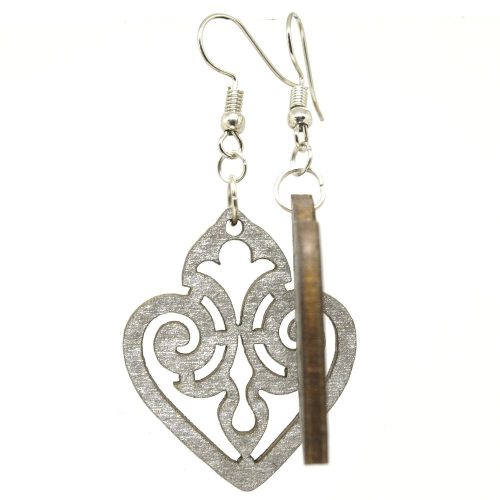 Ezüst magyar szív fa fülbevaló