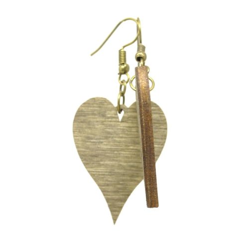 Vintage dió szív fa fülbevaló