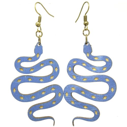 Kék kígyó fa fülbevaló