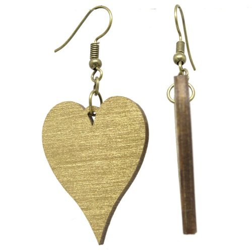 Arany szív fa fülbevaló