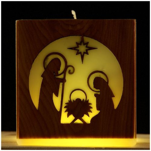 Betlehem gyertya körablakos, fekete dió