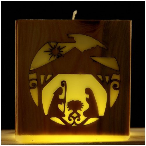 Betlehem gyertya körablakos, fekete dió