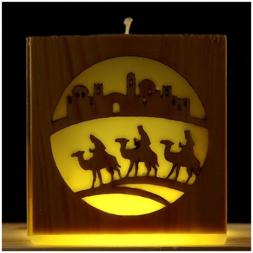 Betlehem gyertya körablakos, fekete dió