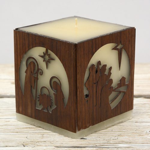 Betlehem gyertya körablakos, fekete dió