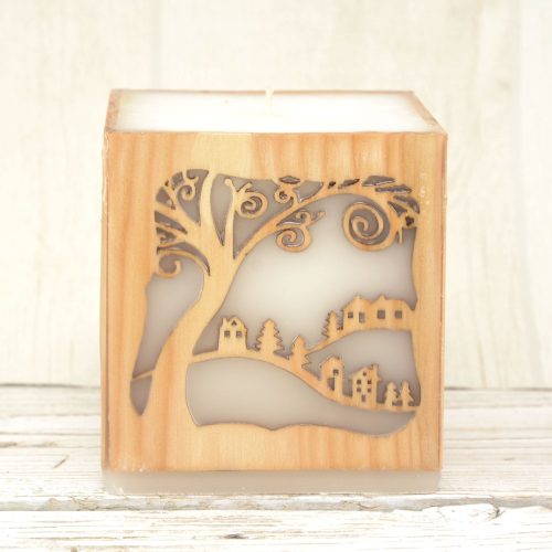 Meseház gyertya cseresznyefa