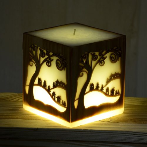 Meseház gyertya cseresznyefa