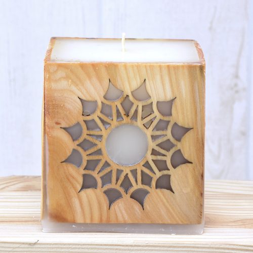 Mandala gyertya vörösfenyő