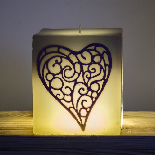 Szív gyertya inda spirál csigavonal arany viola