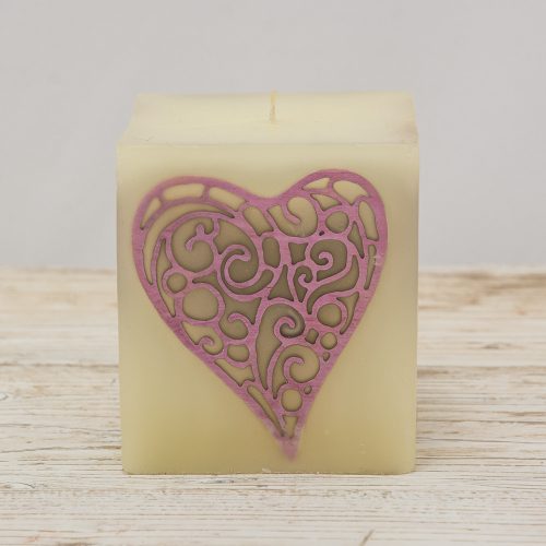 Szív gyertya inda spirál csigavonal pink