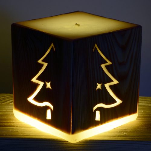 Karácsonyi Fenyőfa Gyertya vörösfenyőből