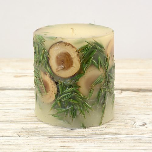 Gyertya faszelettel, színezett zabbal