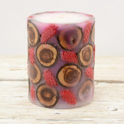 Gyertya faszelettel és szárazvirággal magas