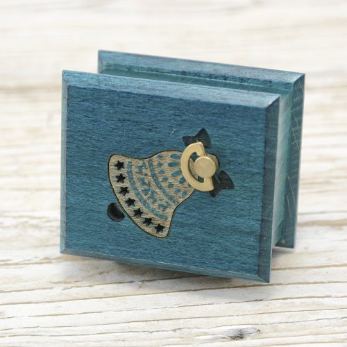 Jingle Bells wind-up music box turquoise
