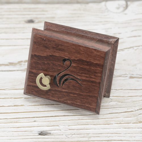 Tchaikovsky Swan Lake wind-up music box mahogany